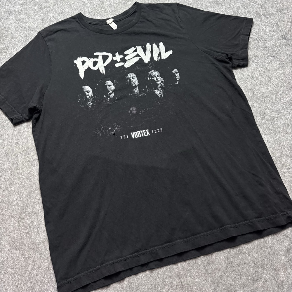 Pop Evil Vortex Tour Shirt Mens XL Black Rock Band Graphic Tee Bella + Canvas
